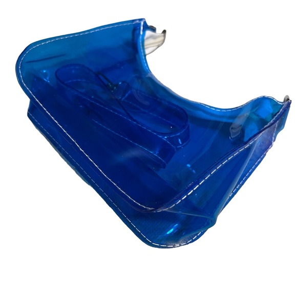 Trendy Clear Jelly Handbag Neon Blue Shoulder Bag - Picture 10 of 11
